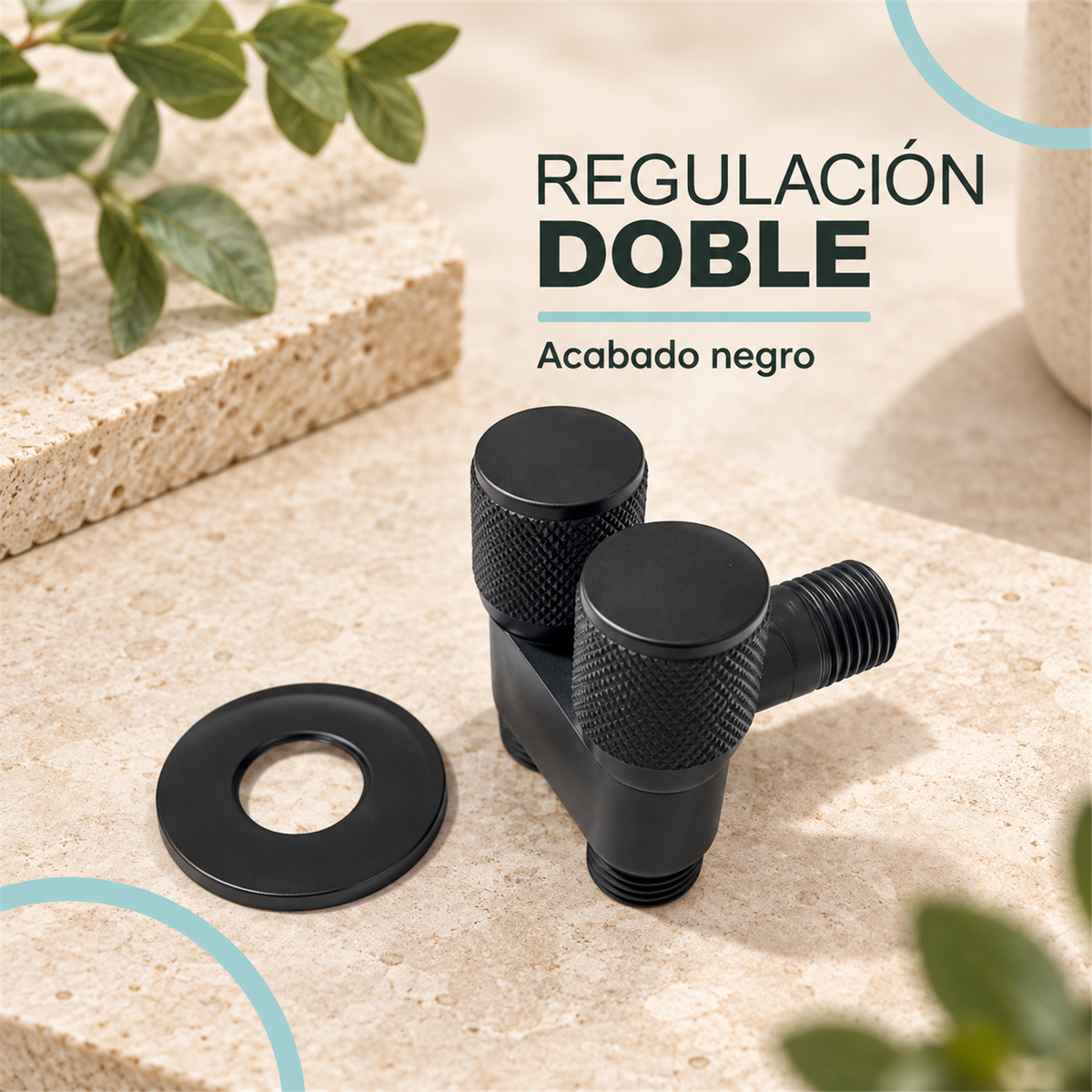 Válvula De Regulación Doble Negra en imagen de detalle