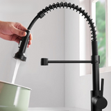 Llave Lavaplatos Monocontrol Extensible Negro Para Cocina Acabado Mate