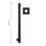 Largo de 30 cm del brazo de ducha negro; escudo presentado aparte
