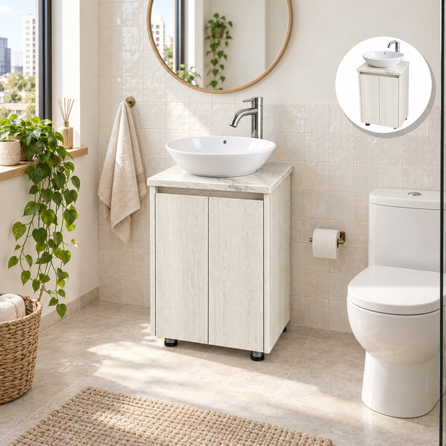 Combo Mueble De Baño RH Con Lavamanos En Mármol 38 X 35 Cm - Portada Ambientada