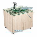 Combo Mueble De Baño RH Con Lavamanos De Vidrio Y Piedras 60 X 47 Cm - Medidas Del Producto