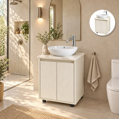 Combo Mueble De Baño RH Beige Con Lavamanos En Mármol 50 X 40 Cm