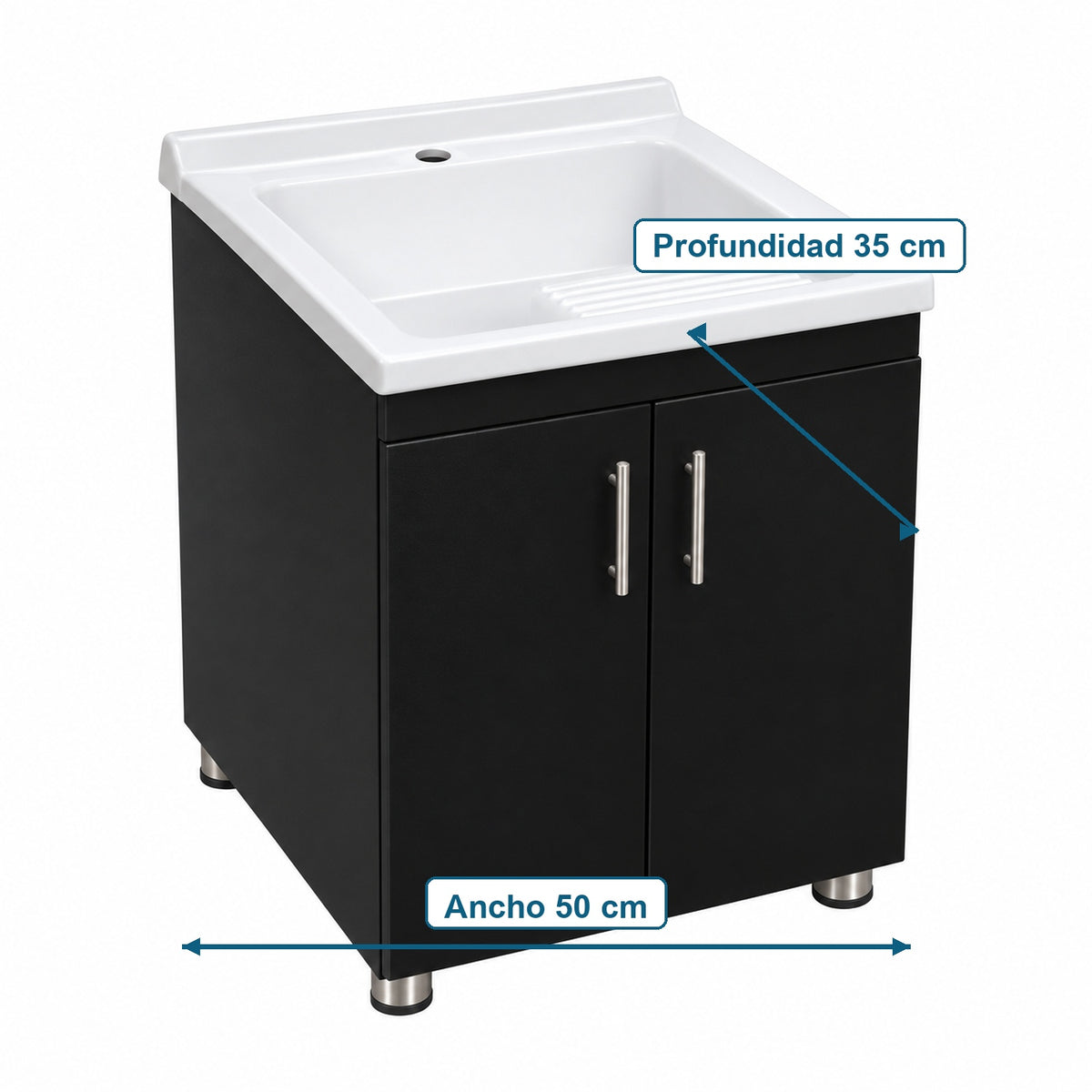 Mueble RH Para Lavadero Con Lavadero Blanco 50 X 35 Cm - Medidas Del Producto