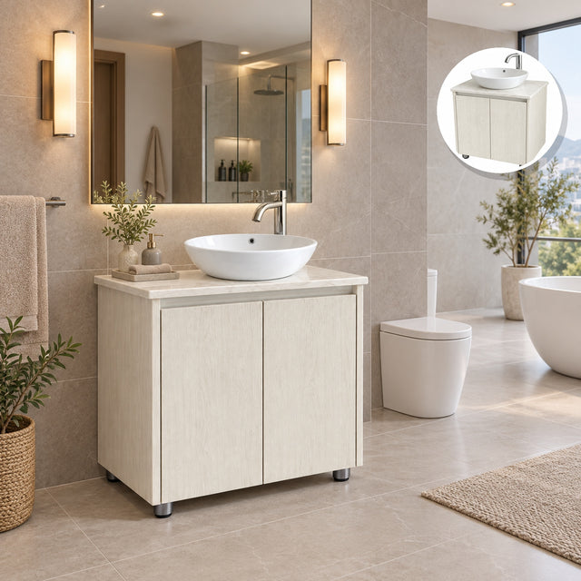 Combo Mueble De Baño RH Beige Con Lavamanos En Mármol 60 X 47 Cm - Portada Ambientada