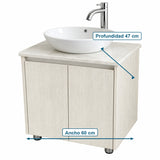 Combo Mueble De Baño RH Beige Con Lavamanos En Mármol 60 X 47 Cm - Medidas Del Producto