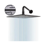 Ducha Regadera Acero Inox. Cuadrada 30cm Negro Mate + Tubo