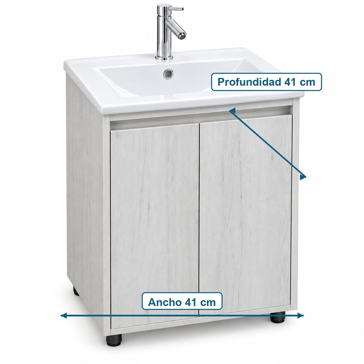 Combo Mueble De Baño RH Con Lavamanos Cerámico 41 X 41 Cm - Medidas Del Producto