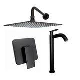 Kit Griferia Ducha Monocontrol Negra Lujo Alta Calidad, Lujo