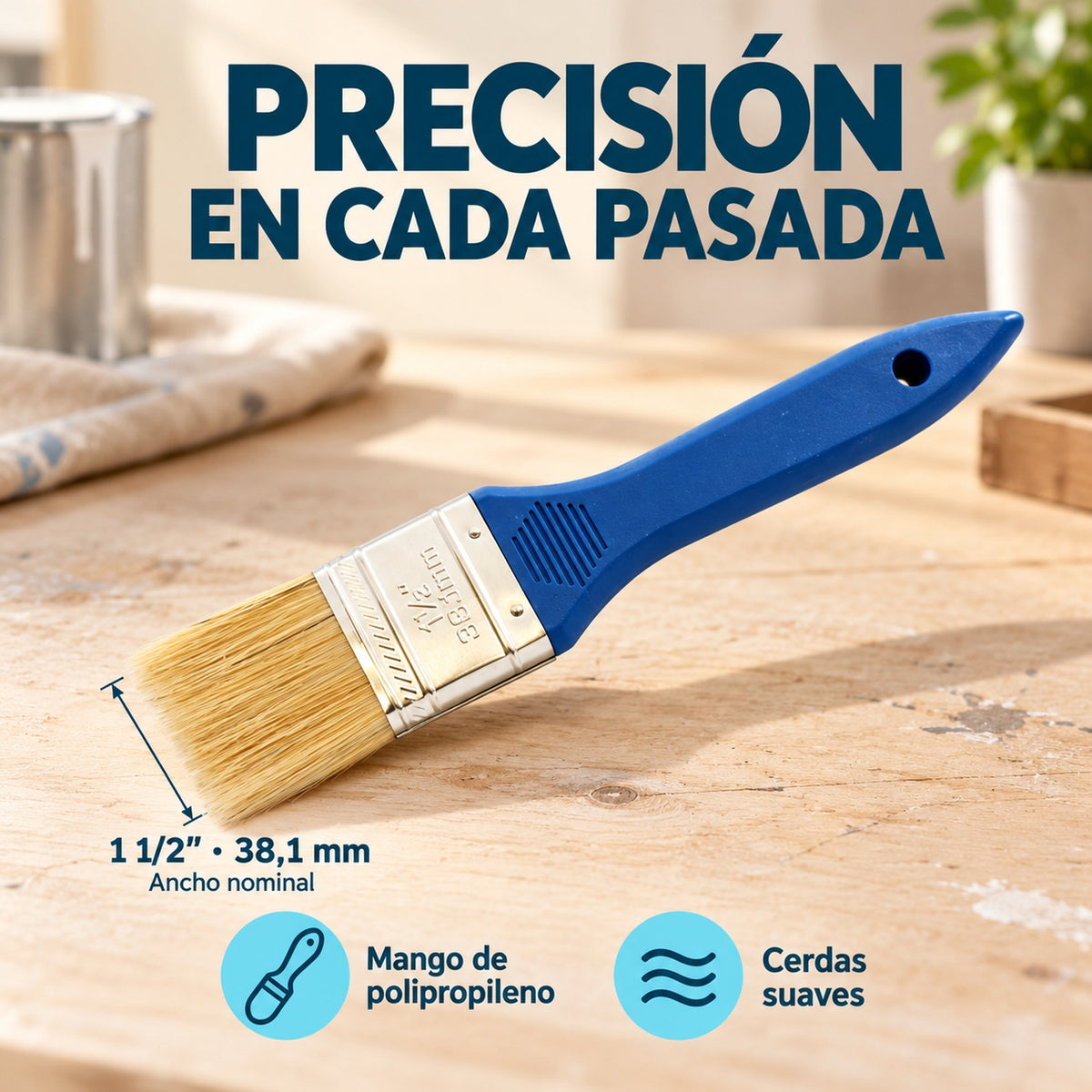 Brocha Profesional Azul De 1 1/2 Pulgadas — características y detalles