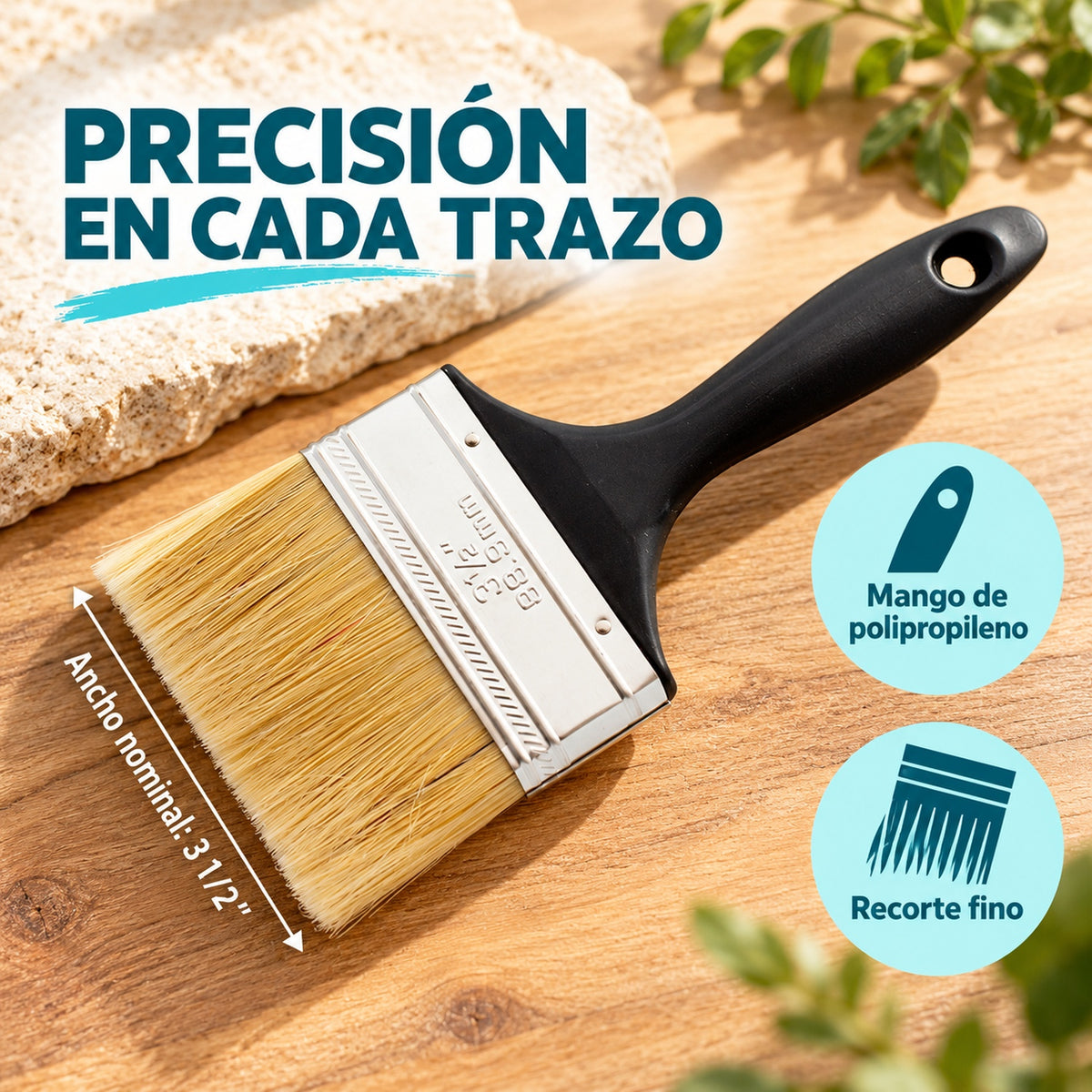 Brocha Popular Negra De 3 1/2 Pulgadas — características y ancho nominal