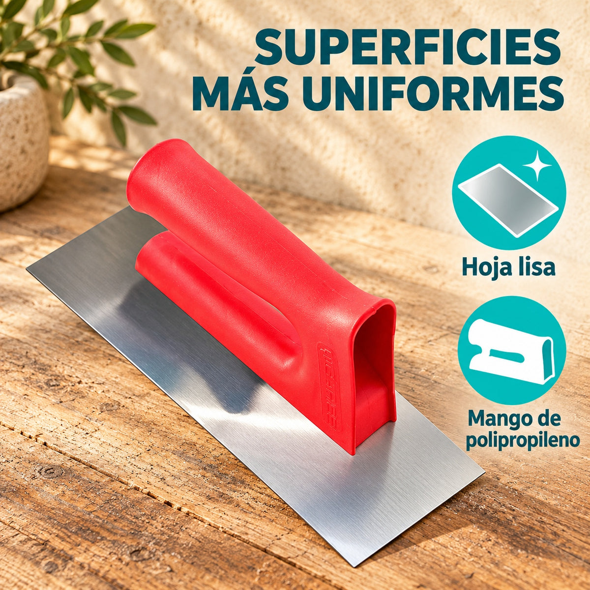 Llana Profesional Lisa Con Mango Plástico — características