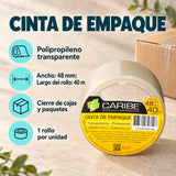 Cinta De Empaque Transparente De 48 mm × 40 m — material, presentación y características