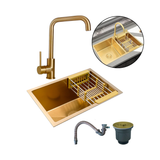 Combo Lavaplatos 51*45cm+griferia Lvp 7 Oro Cepillado+acc
