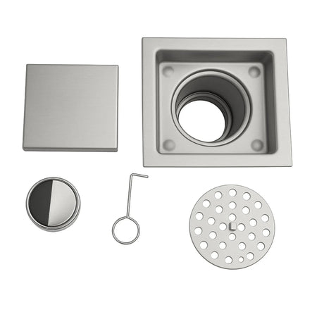 Combo Torre Ducha Satinada Hidromasaje con Teleducha + Rejilla Invisible Acero Inoxidable Antiolores 10 × 10 cm