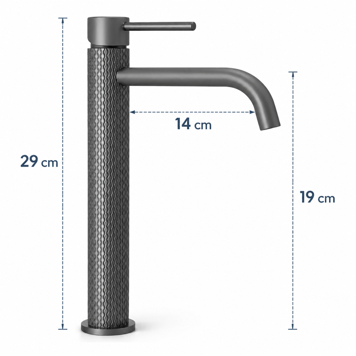 Grifería Alta Monocontrol Boston Gris Mate Texturizada 29 cm para Lavamanos