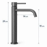 Grifería Alta Monocontrol Boston Gris Mate Texturizada 29 cm para Lavamanos