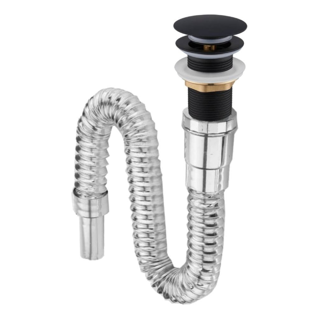 Kit Grifo Agua Fría Negra Lavamanos Canoa Beige Y Desagüe