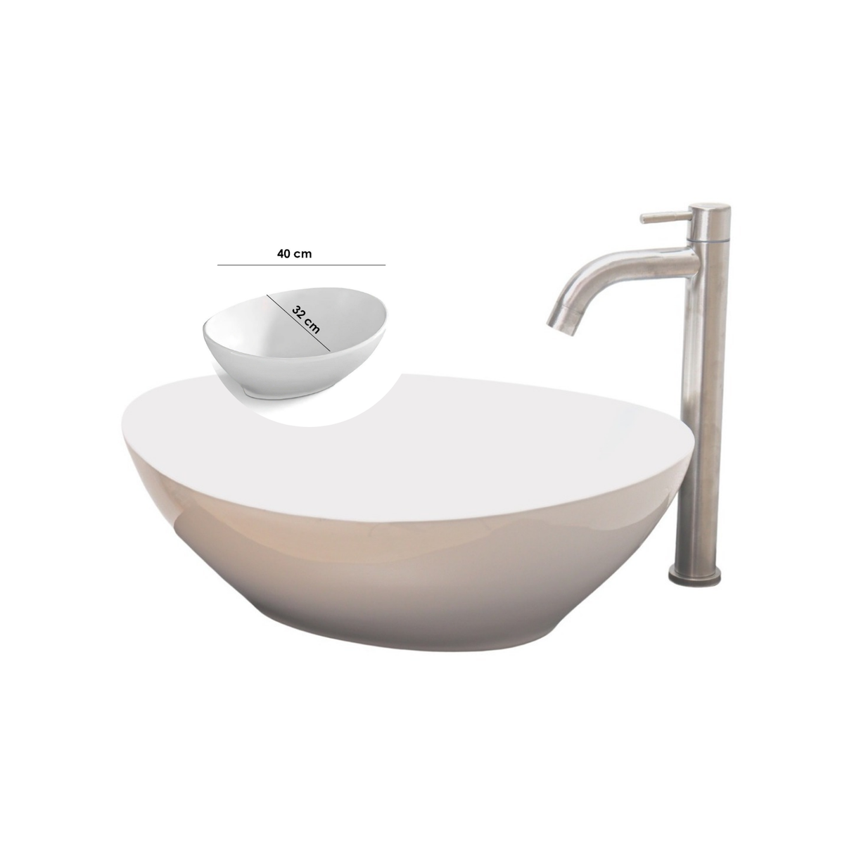 Kit Lavamanos Canoa, Griferia Agua Fría Acero Y Desagüe