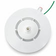 Depósito dirigible blanco para ducha Maxi Zent, vista exterior con conexión lateral y cable verde