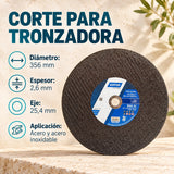 Disco De Corte Para Tronzadora BNA26 De 356 mm — características confirmadas