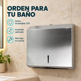 Dispensador de toallas de papel instalado en pared: acero inoxidable 201 y acabado satinado