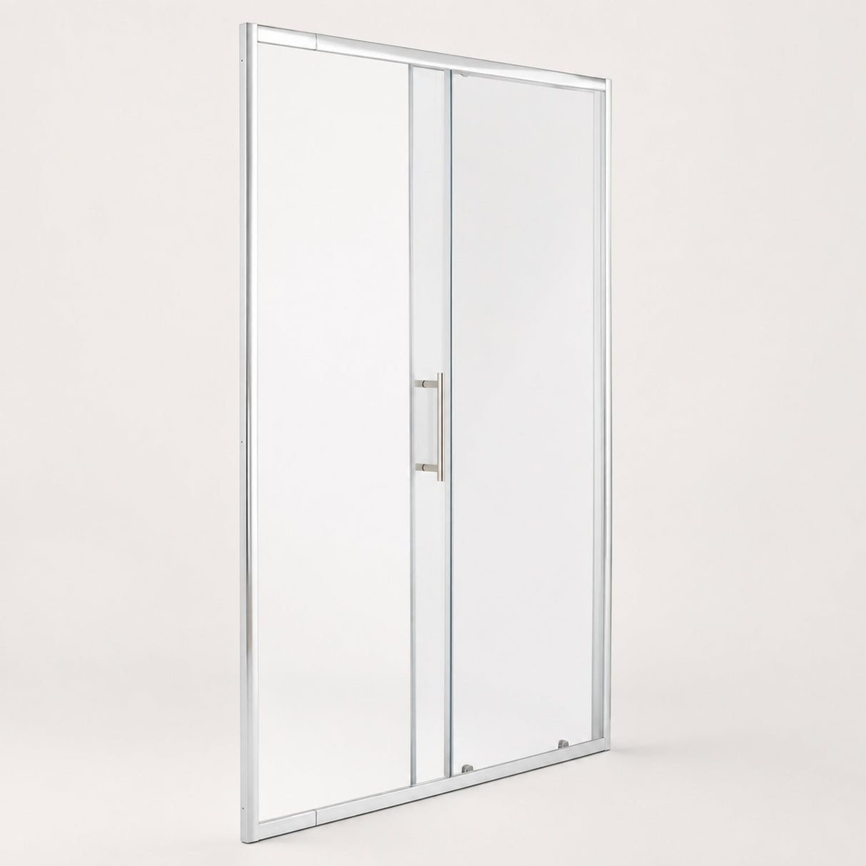 División de baño ajustable reversible, vista en ángulo de la mampara