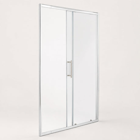División de baño ajustable reversible, vista en ángulo de la mampara