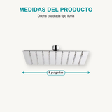Ducha Cuadrada Swertt Cromada 8 Pulgadas, infografía de medidas