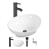 Kit Completo Lavamanos Blanco Canoa- Desagüe -griferia Negra
