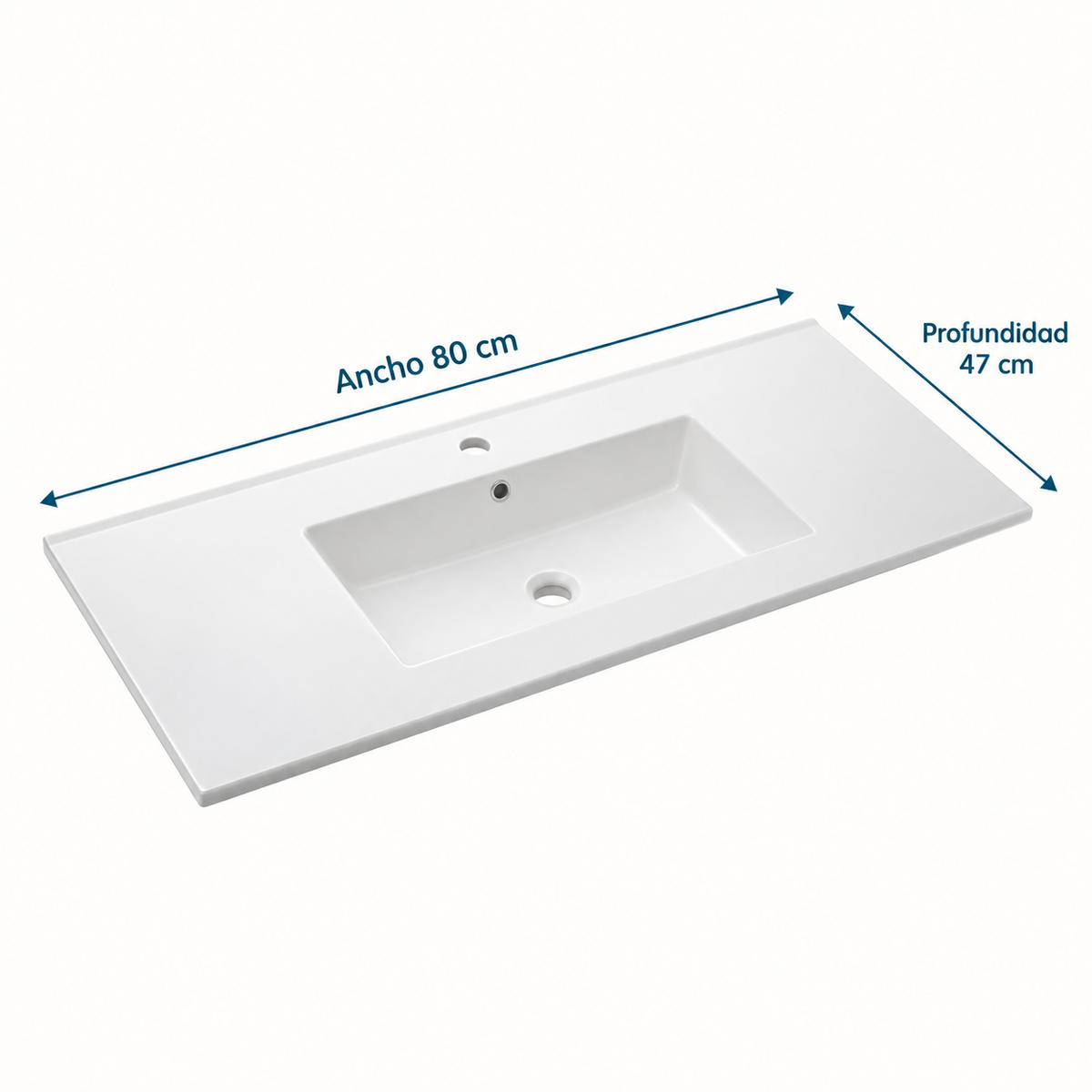 Lavamanos Integrado De Porcelana Blanco 80 X 47 Cm
