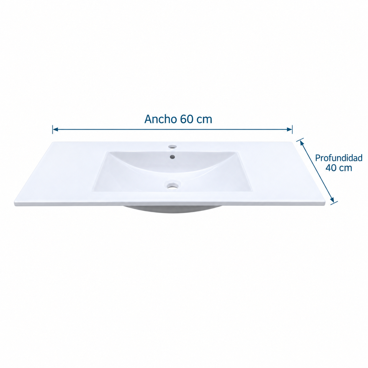 Lavamanos Integrado De Porcelana Blanco 60 X 40 Cm