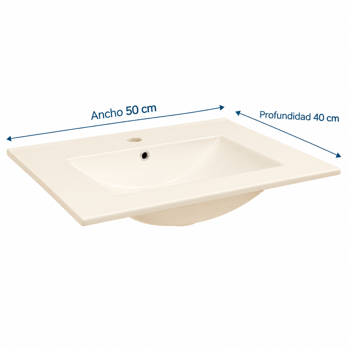 Lavamanos Integrado De Porcelana Beige 50 X 40 Cm