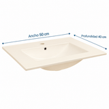 Lavamanos Integrado De Porcelana Beige 50 X 40 Cm
