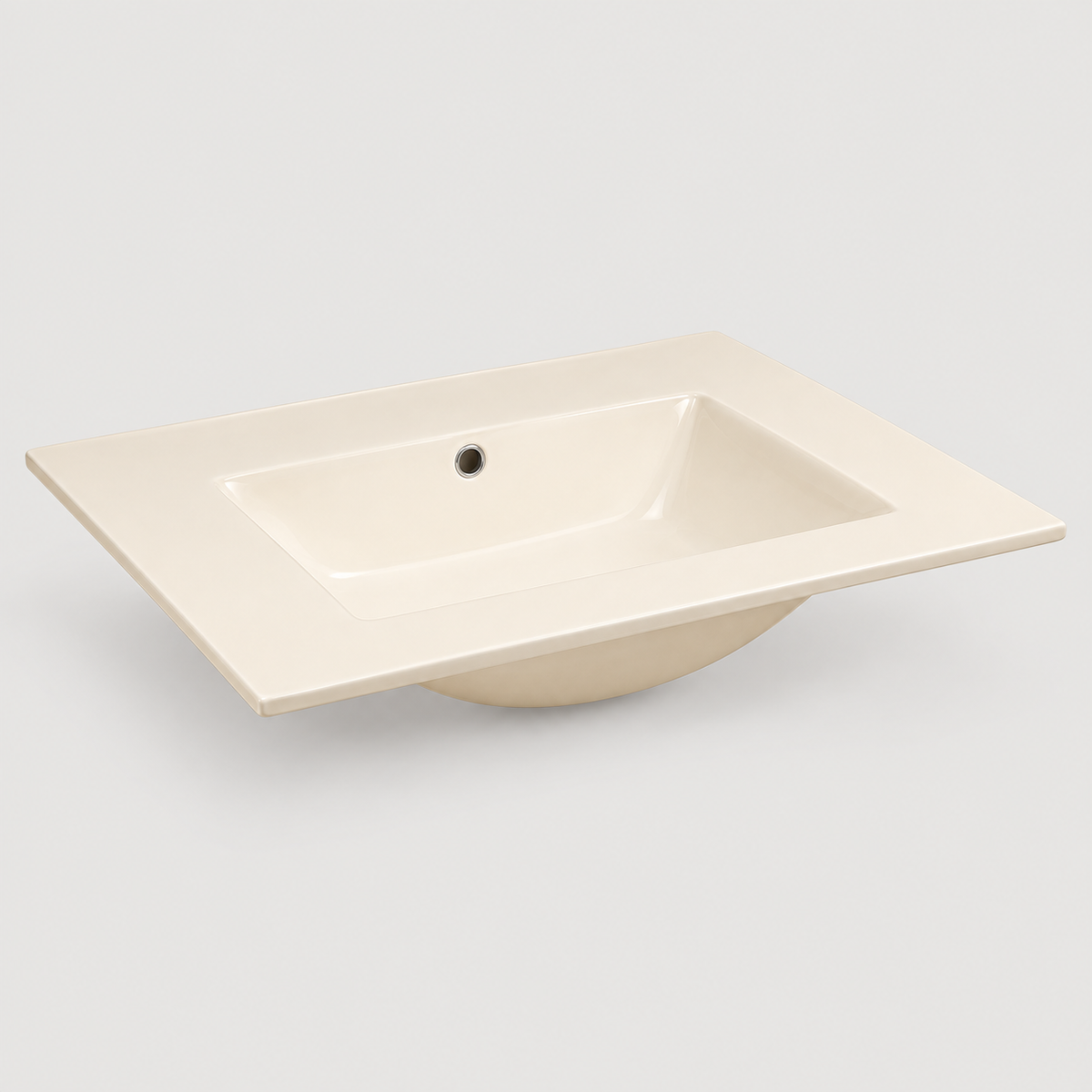 Lavamanos Integrado De Porcelana Beige 50 X 40 Cm