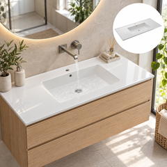 Lavamanos Integrado De Porcelana Blanco 80 X 47 Cm