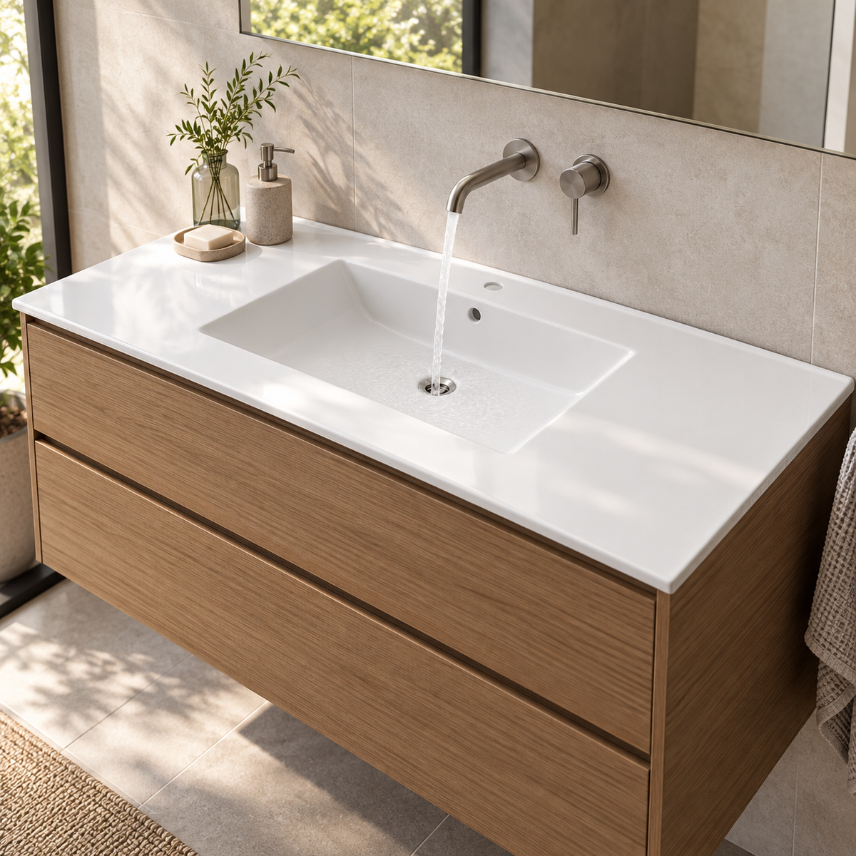 Lavamanos Integrado De Porcelana Blanco 80 X 47 Cm