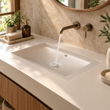 Lavamanos Integrado De Porcelana Beige 60 X 40 Cm