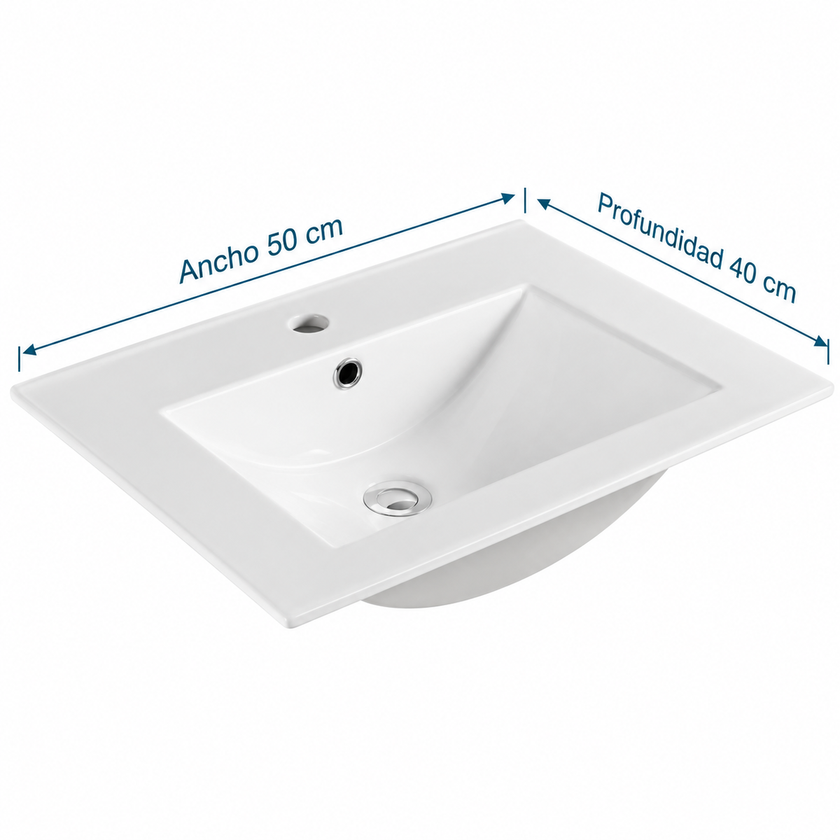 Lavamanos Integrado De Porcelana Blanco 50 X 40 Cm