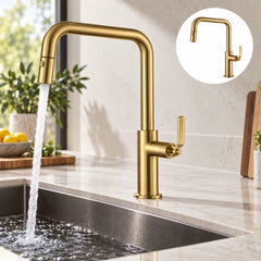 Grifería Monocontrol Cocina Extraíble Oro 47 Cm