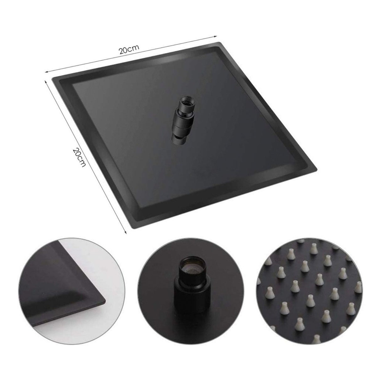 Kit Ducha Cuadrada Negro De 20cm + Monocontrol Redondo