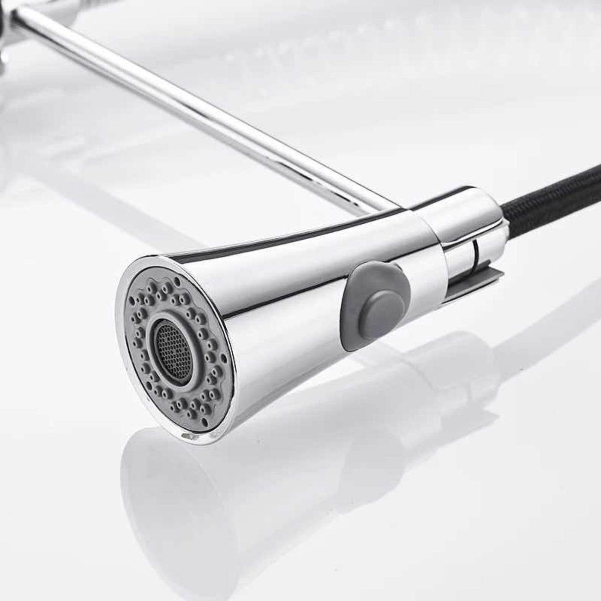 Griferia Lavaplatos Industrial Monocontrol Cromada Flexible