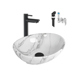 Kit Completo Lavabo Venato Oval-sifón -grifo Negro Agua Fría