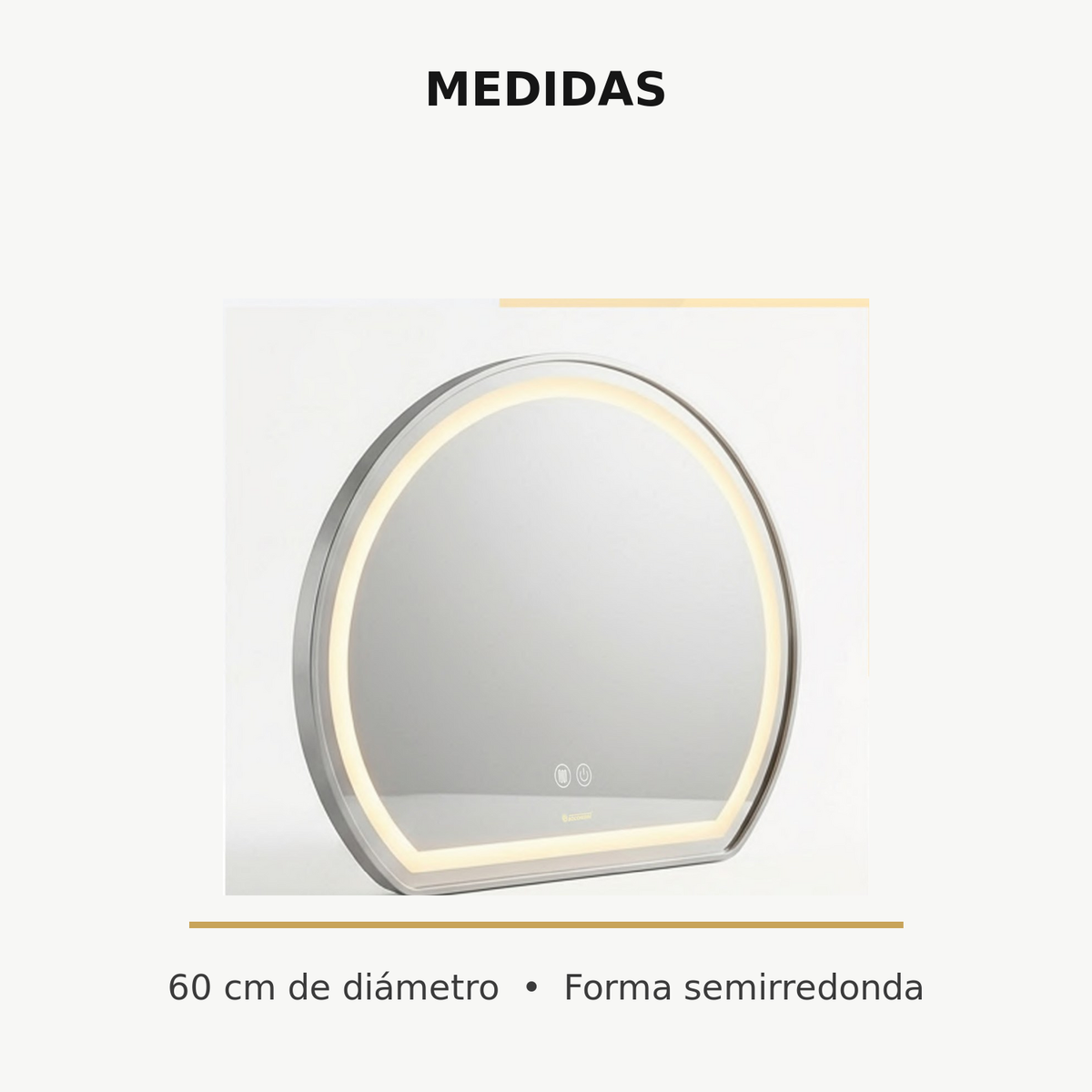 Medidas del espejo semirredonda