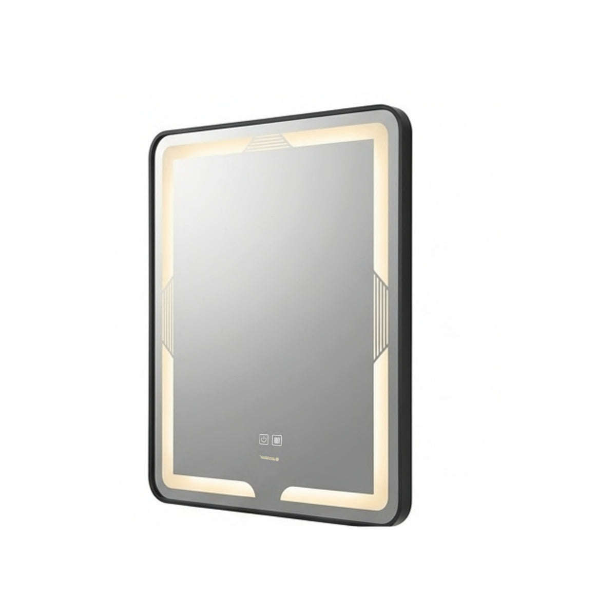 Espejo LED rectangular 60 x 80 cm marco negro vista principal