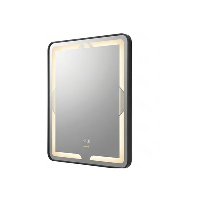 Espejo LED rectangular 60 x 80 cm marco negro vista principal