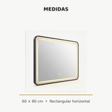 Medidas del espejo rectangular horizontal