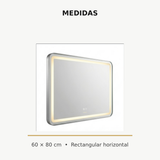 Medidas del espejo rectangular horizontal