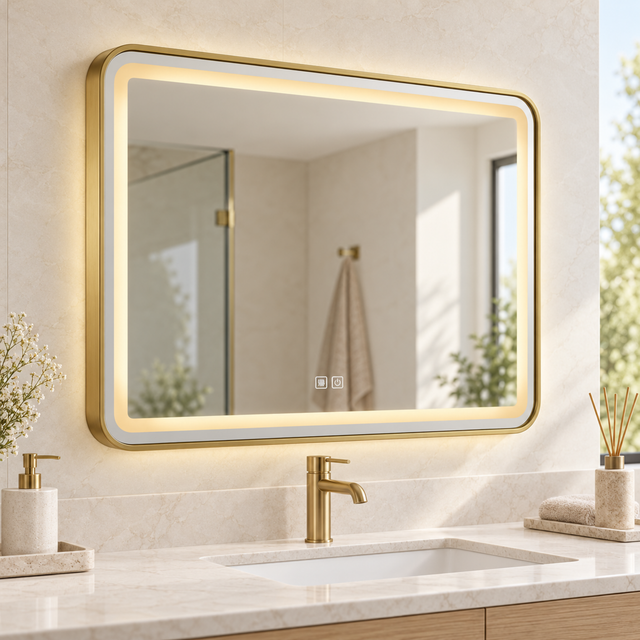 Espejo LED rectangular horizontal ambientado