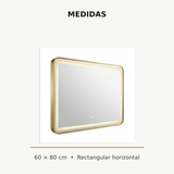 Medidas del espejo rectangular horizontal