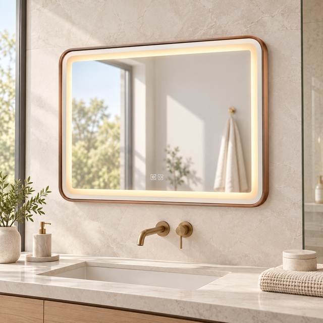 Espejo LED rectangular horizontal ambientado